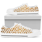Bitcoin Pattern Low Top Shoes - Orange & White w/White Trim