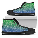 Turtle Swirl High Top Shoes- Blue Green Fade w/Black Trim