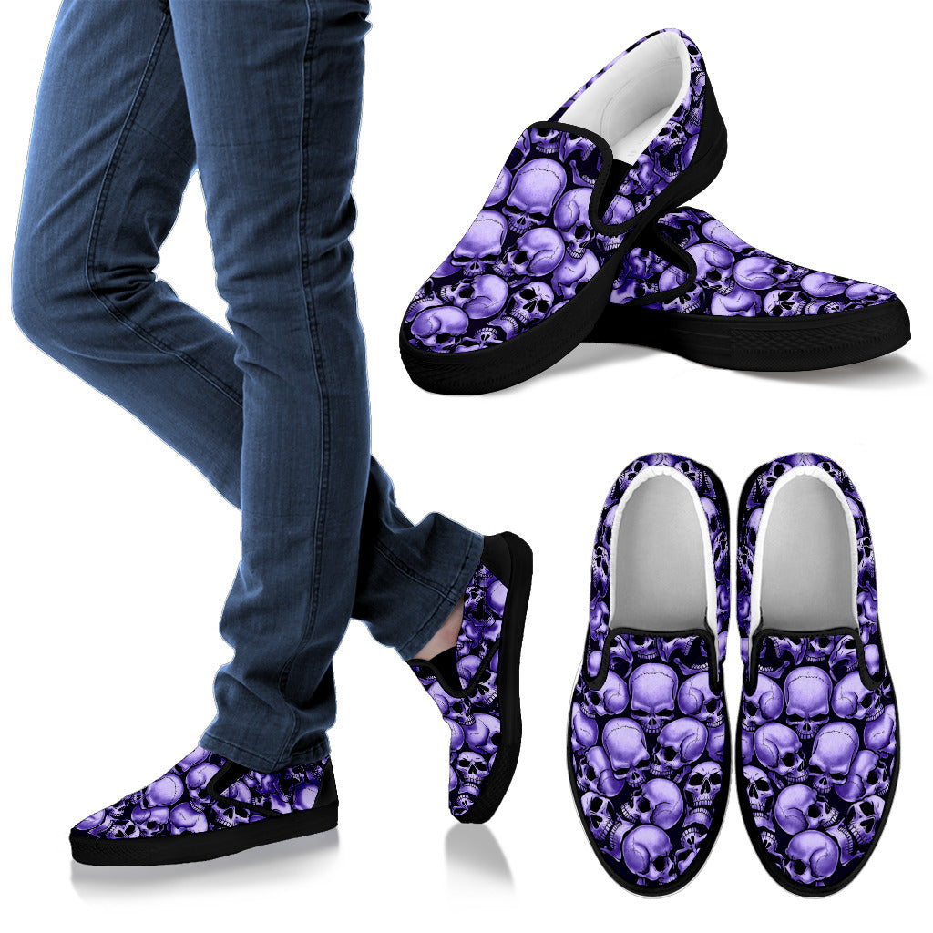 Skull Pile Slip On Shoes - Purple w/Black Trim