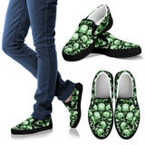 Skull Pile Slip On Shoes - Green w/Black Trim