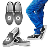 Bitcoin Pattern Slip On Shoes - Gray w/White Trim