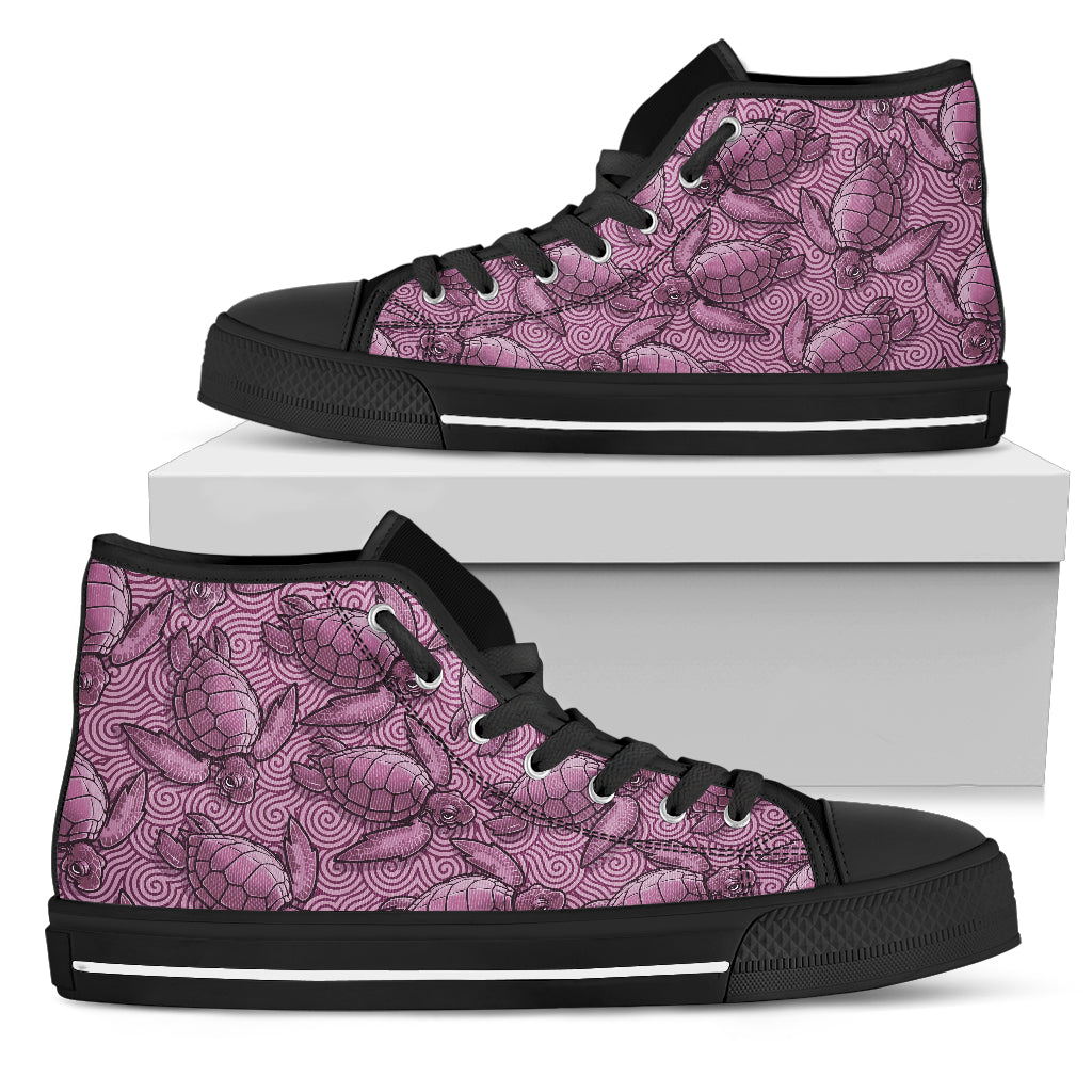 Turtle Swirl High Top Shoes - Mauve w/Black Trim