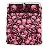 Skull Pile Bedding Set - Red & Black