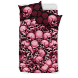 Skull Pile Bedding Set - Red & Black