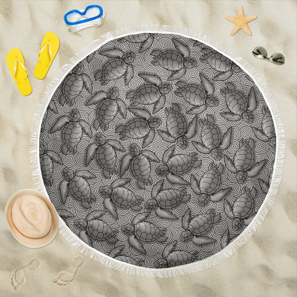 Turtle Swirl Beach Blanket - Gray