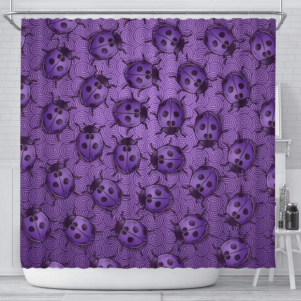 Lady Bug Swirl Shower Curtain - Purple