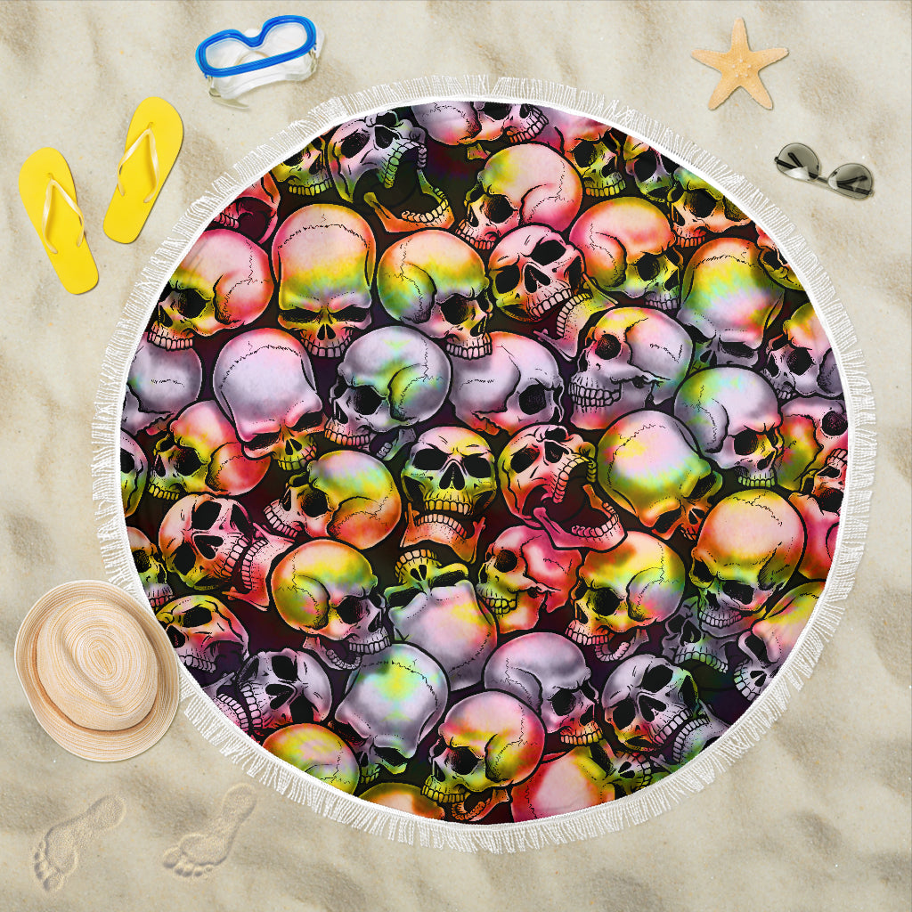 Skull Pile Beach Blanket - Tie Dye