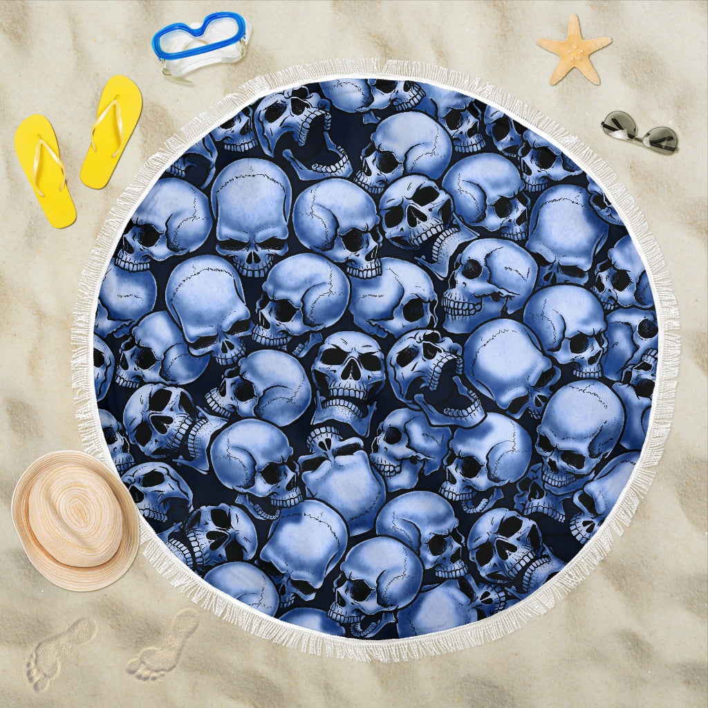 Skull Pile Beach Blanket - Blue