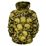 Skull Pile All Over Print Hoodie - Gold