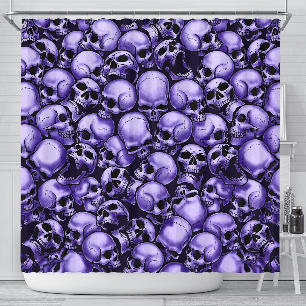 Skull Pile Shower Curtain - Purple