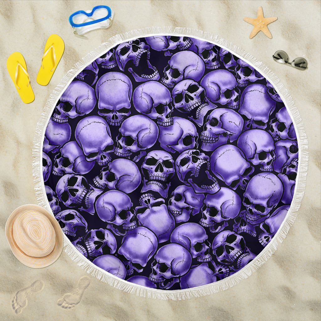 Skull Pile Beach Blanket - Purple
