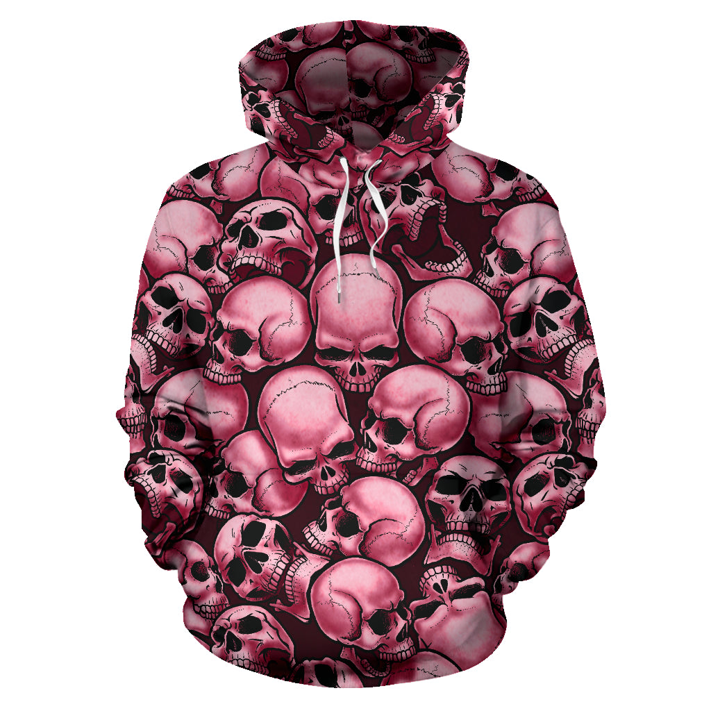Skull Pile All Over Print Hoodie - Red