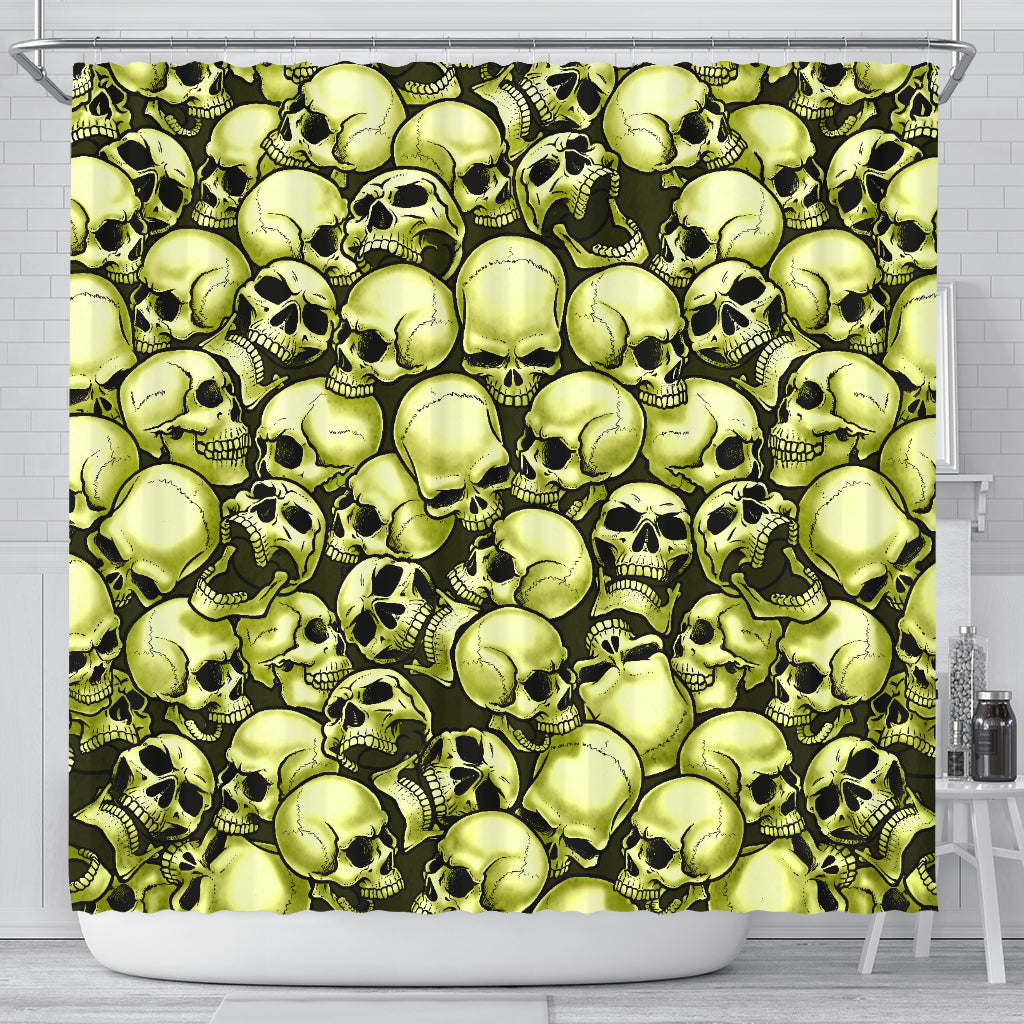Skull Pile Shower Curtain - Gold