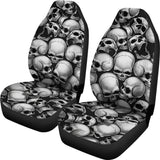 Skull Pile Car Seat Covers - Black & White