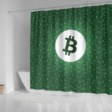 Bitcoin Circuit Board Shower Curtain - Green