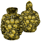 Skull Pile All Over Print Hoodie - Gold