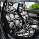 Skull Pile Car Seat Covers - Black & White