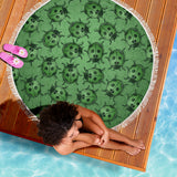 Lady Bug Swirl Beach Blanket - Green