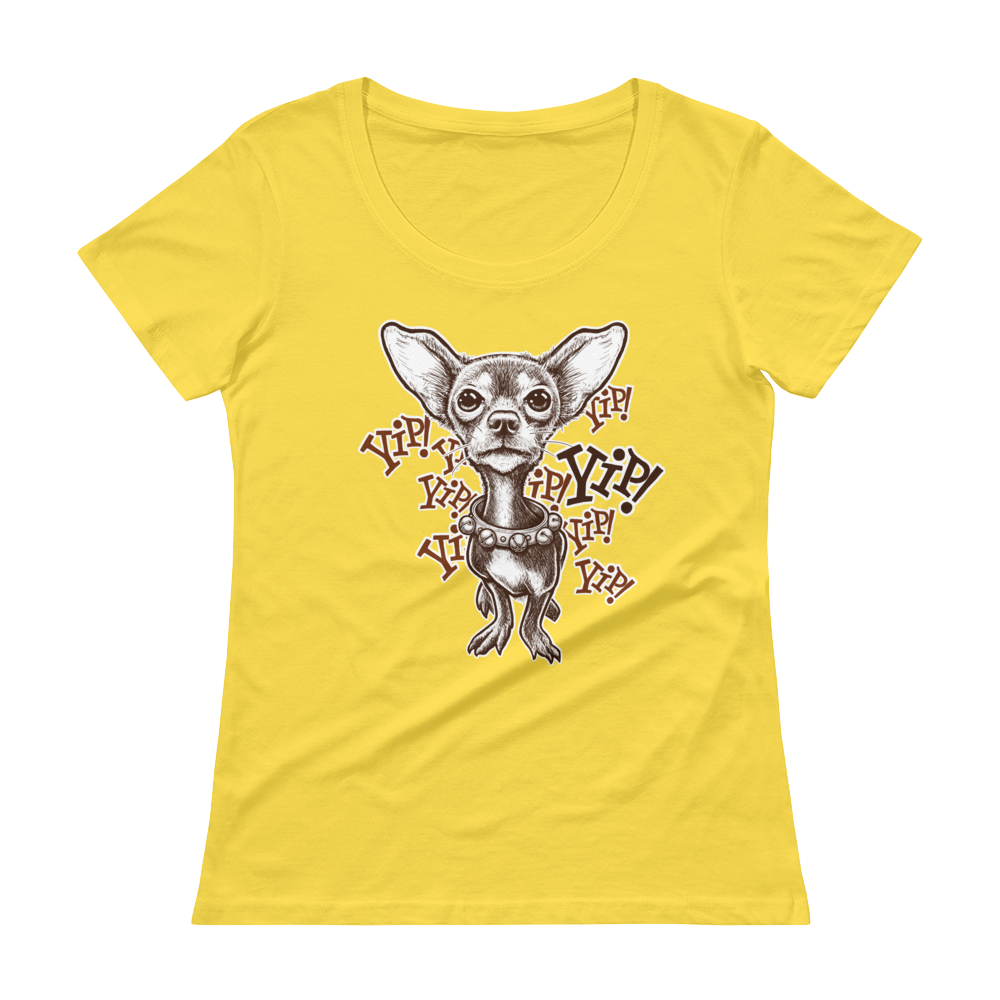 ChihuaWOW - Ladies' Yellow Scoopneck Chihuahua T-Shirt