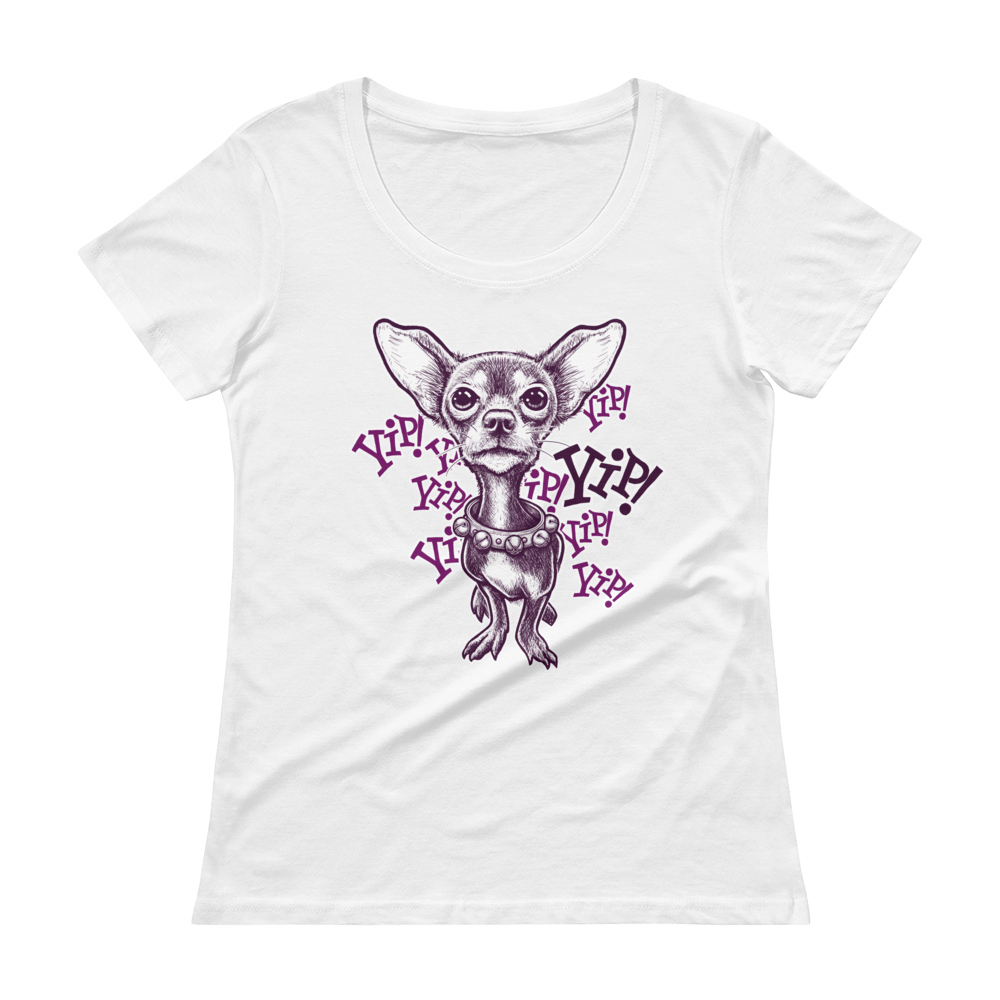 ChihuaWOW - Ladies' Raspberry Scoopneck Chihuahua T-Shirt