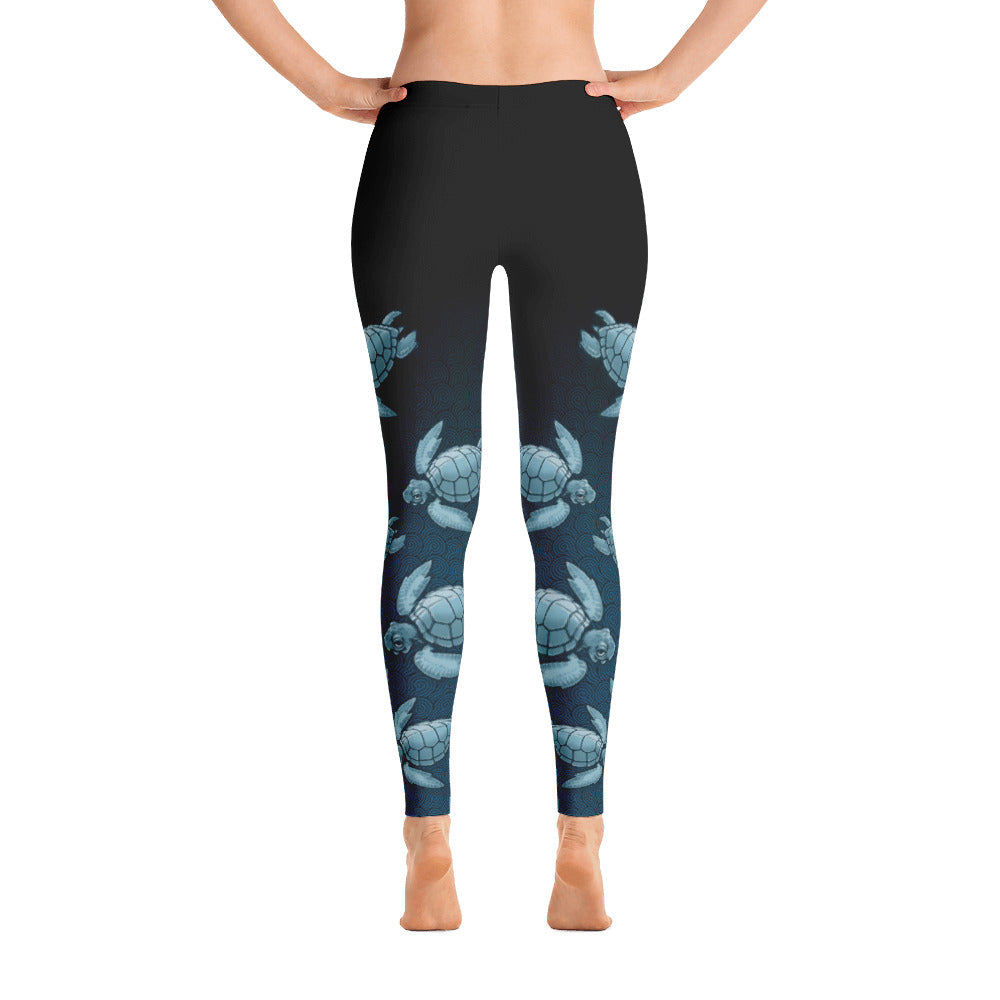 Turtle Fade Women's Leggings - Teal/Black