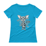 ChihuaWOW - Ladies' Blue Scoopneck Chihuahua T-Shirt