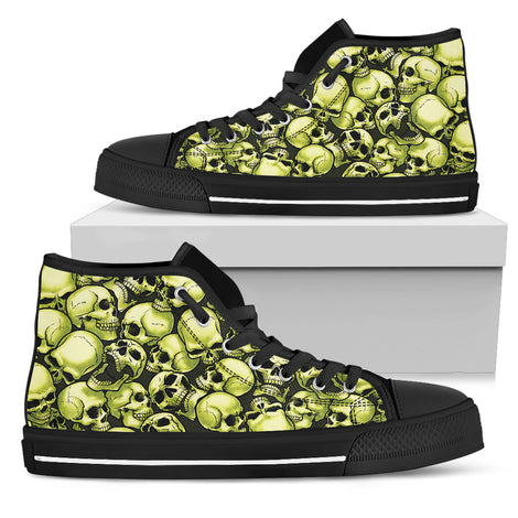 Skull Pile High Top Shoes - Gold w/Black Trim