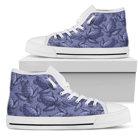 Turtle Swirl High Top Shoes - Purple w/White Trim