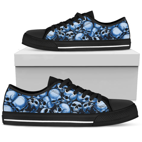 Skull Pile Low Top Shoes - Blue w/Black Trim