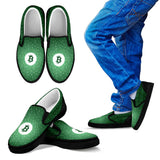 Bitcoin Pattern Slip On Shoes - Green w/Black Trim