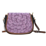 Turtle Swirl Black Canvas Saddle Bag - Mauve w/Black Leather Trim