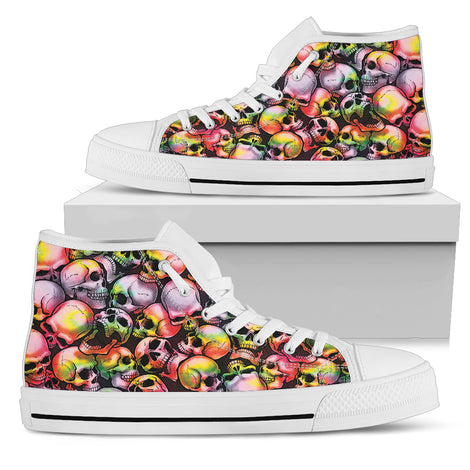 Skull Pile High Top Shoes - Tie Dye w/White Trim