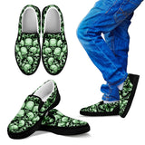 Skull Pile Slip On Shoes - Green w/Black Trim