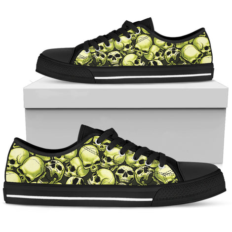 Skull Pile Low Top Shoes - Gold w/Black Trim