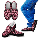 Skull Pile Slip On Shoes - Red w/Black Trim