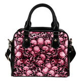 Skull Pile Shoulder Handbag - Red w/Black Trim