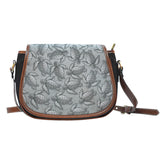 Turtle Swirl Black Canvas Saddle Bag - Gray w/Leather Trim