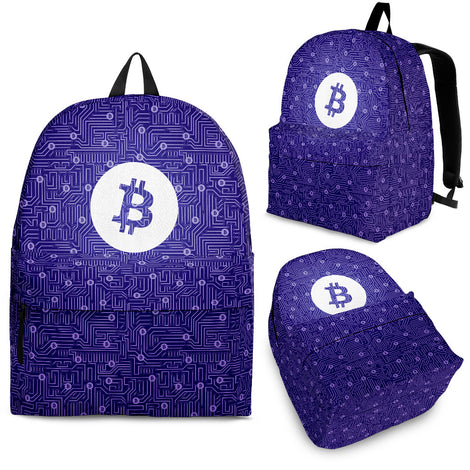 Bitcoin Circuit Board Backpack - Purple