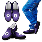 Bitcoin Pattern Slip On Shoes - Purple w/Black Trim