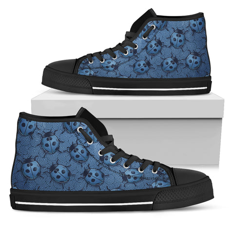 Lady Bug Swirl High Top Shoes - Blue w/Black Trim