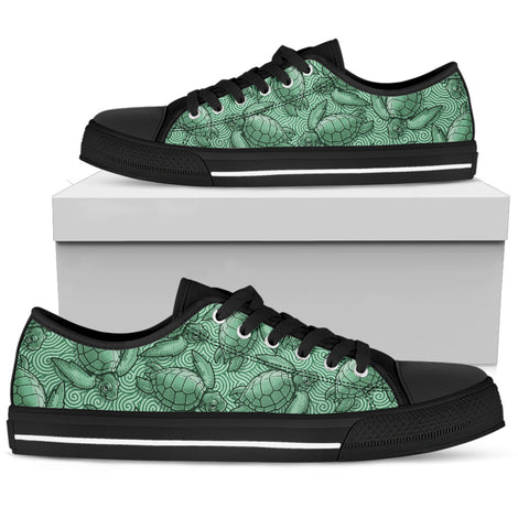 Turtle Swirl Low Top Shoes - Green w/Black Trim