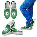 Bitcoin Pattern Slip On Shoes - Green w/White Trim