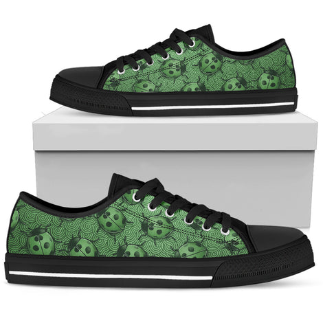 Lady Bug Swirl Low Top Shoes - Green w/Black Trim