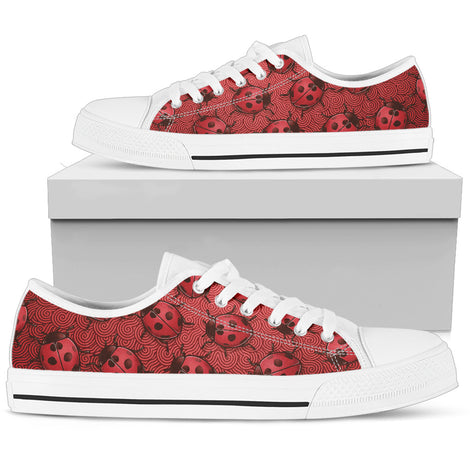 Lady Bug Swirl Low Top Shoes - Red w/White Trim