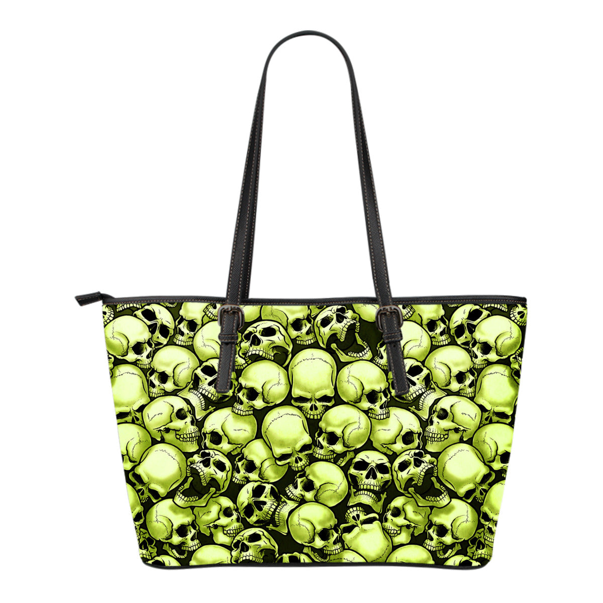 Skull Pile Small Leather Tote Bag - Gold