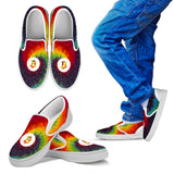 Bitcoin Pattern Slip On Shoes - Tie Dye w/White Trim