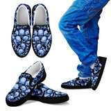 Skull Pile Slip On Shoes - Blue w/Black Trim