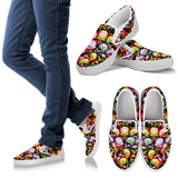 Skull Pile Slip On Shoes - Tie Dye w/White Trim