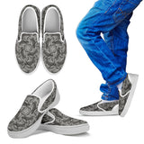 Turtle Swirl Slip On Shoes - Black & White w/White Trim