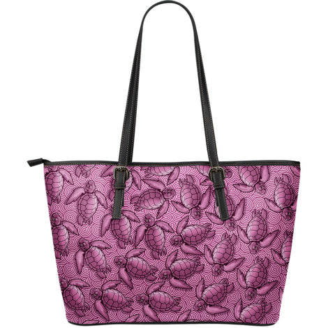 Turtle Swirl Large Leather Tote Bag - Mauve